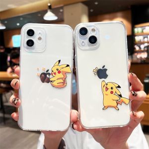 Creative Cartoon Pikachu iPhone Case Protective Shell for Apple 13 11 pro Max Transparent Anti-Fall for Men Women Couples