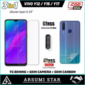 PROMO PAKET MURAH 3 IN 1 TEMPERED GLASS ANTI-BLUELIGHT VIVO Y12 / Y15 / Y17 ANTI GORES PELINDUNG LAYAR ANTI-BLUELIGHT + GARSKIN + SKIN CAMERA