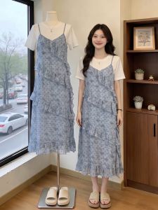 AIYITI | Plus Size Polka Dot Layered Look Dress Summer