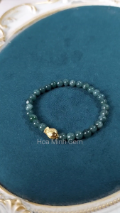 Vòng tay đá ngọc lam Cẩm Thạch size hạt 5.9 li phối charm cá cổ điển sang trọng | Hoa Minh Gem