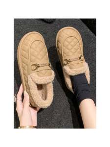 Giày Lười Nữ Đế Mềm Mùa Thu Đông Mới Giày Lười Cotton Lông Cừu Đế Ngoài Đế Ngoài Giày Lười Đế Dày Đế Mềm