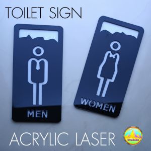 ป้ายห้องน้ำ หญิง-ชาย งานอะครีลิค สไตล์เลเซอร์ฉลุสัญลักษณ์ น่ารักๆ [ WIWA OUTLINE NO.54]