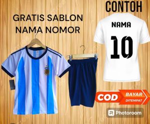 Setelan Jersey Anak Anak Free ReQues Sablon Nama Nomor Punggung Terlaris