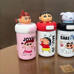 กระบอกน้ำเด็ก ขวดน้ำเด็ก กระติกน้ำ สกรีนลายการ์ตูน มีสายสะพาย ใช้ได้หลอดดูด วัสดุคุณภาพดี ขนาด 480ml.
