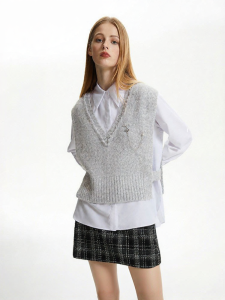 Vero Moda | Bộ 2 Món Áo Vest và Áo Sơ Mi Knit Đa Năng và Sang Trọng