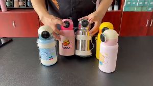 Bình nước giữ nhiệt Inox 316 Cao Cấp có Ông hút Dây đeo Bình nước cho bé đi học 400ml Giữ nhiệt 15 tiếng Tặng Sticker 3D