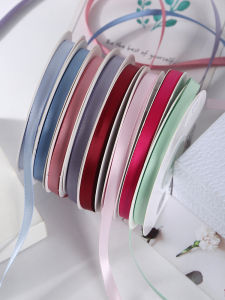 Double-Sided Polyester Weaving Ribbon 6mm Wedding Butterfly Knot High-End Gift Packaging Color Silk Ribbon Nordic Fine Ribbon
