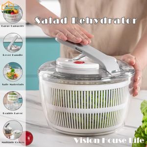 Vision เครื่องอบแห้งคู่มือผักเครื่องคลุกสลัดแบบกด Keranjang Tirisan ผลไม้เครื่องที่ล้างผักสลัดในครัวเรือน