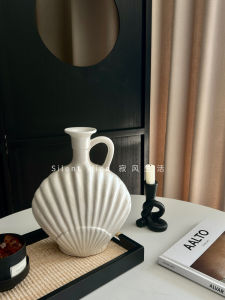 French Vintage Shell Ceramic Flower Vase SilentWind Middle-Aged Style Home Decor Artistic Sensation Desktop Ornament