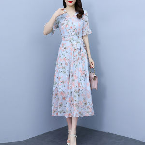 DAIXIANGFEIZI | Floral Chiffon Dress Summer New Arrival Elegance Waist-Cinching Midi