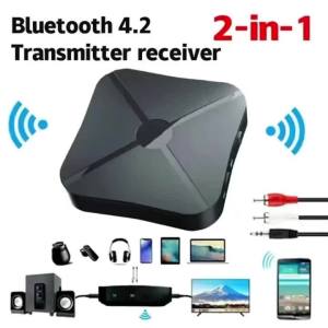 Bluetooth 4.2 Wireless Transmitter Audio Adapter 2-In-1 Stereo Bluetooth Receiver Converter with RCA 3.5mm AUX for Car PC TV