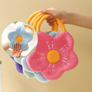 Flower Shape Quick Dry Hand Towels Coral Fleece Wipe Handkerchief Kitchen Bathroom Absorbent Dishcloth Cleaning Cloth