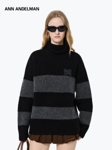ANN ANDELMAN | Loose Striped High-neck Sweater