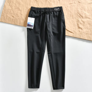 Mens Sporty Casual Pants Breathable Quick Dry Moisture Absorbent Elastic Straight Leg Long Pants Fashionable Urban Style