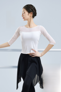 Dancing Dress Female Adult Top Black White Physical Exercise Clothes 3/4 Sleeve Classical Dance Chinese Classic Dance for Teachers