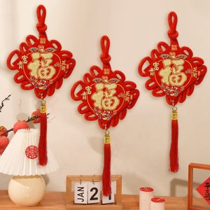 2025 New Year Chinese Knot Tassel Hanging Decorations Red Velvet Spring Festival Car Home Window Door Hanging Decoration