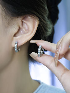 Natural Blue Water Jade Earrings S925 Pure Silver High Ice Ear Cuffs Commuter Style Womens Fashion Jewelry Ear Decor