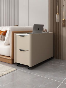 Movable Sofa Side Cabinet Accessible Luxury Fancy with Brake Wheel Gap Side Cabinet Side Cabinet Solid Wood Simplicity Modern Side Table