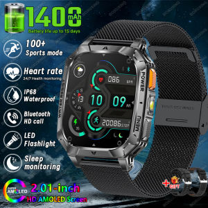New 1400 mAh Battery Military Smartwatch Men IP68 Waterproof Fitness Tracker Health Monitor Sports Smart Watch For iOS Android