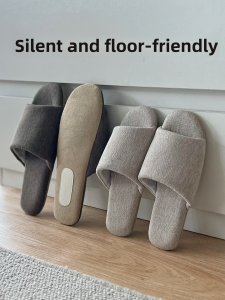 Japanese Style Silent Indoor Slippers Womens Four Season Soft Bottom Wooden Floor Bedroom Home Use Open Toe Mens Cotton Linen Breathable Anti-Odor