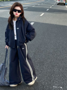 MPW | Girls Sporty Casual Two-Piece Set Spring Autumn Fashionable Korean Style Hooded Standard Package Machine Washable Cartoon Pattern