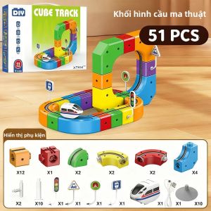 81 Chiếc Bộ Xe Lửa Từ Tính 3D Xây Dựng Đường Ray Khối Đường Ray STEM Đồ Chơi Giáo Dục USB Sạc Cho Trẻ Em Quà Tặng Giáng Sinh Sinh Nhật