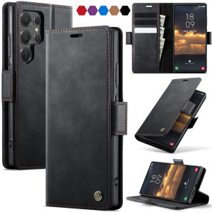 for Samsung Galaxy S25 S24 ULTRA S25 S24 PLUS S25 S24 FE Ultra Wallet CaseSoft PU Leather Flip Case Magnetic Stand Flip Protective Cover Leather Case with ID & Credit Card Slots Holder Case (Black)