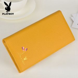 Playboy Ladies Wallet 2025 New Style Ultra-Thin Large Capacity Leather Long Money Holder Yellow Attract Money Foldable Wallet