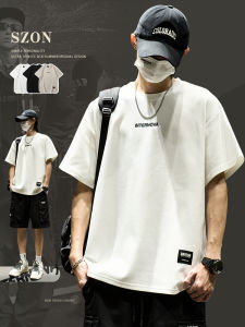 เสื้อยืดแขนสั้นผู้ชาย สไตล์อเมริกัน ทรงหลวม คอกลม ลายปัก ผ้าฝ้ายผสมโพลีเอสเตอร์ ทรงพอดีตัว สำหรับฤดูร้อน