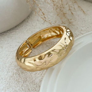 Ingemark Exaggerated Fashion Imitation Pearls Geometric Metal Bangles Hip Hop Punk Wrap Spring Bangles For Women Men Jewelry