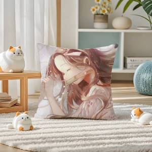Bandai | Demon Slayer Tomioka Giyuu Anime Plush Pillow Cover Soft Short Plush Cushion Cover For Sofa Bedroom Home Decor Gift Decoration