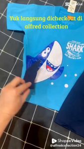 SETELAN BAJU ANAK SHARK IKAN HIU FREE TOPI UNTUK ANAK 2-10 TAHUN BISA COD