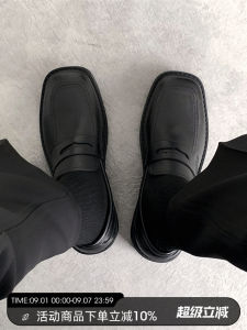 รองเท้าหนังผู้ชายทรงสี่เหลี่ยมสไตล์วินเทจ ทรงสี่เหลี่ยม ทรงหัวมน รองเท้าลำลอง ส้นเตี้ย พื้นยาง ฤดูใบไม้ร่วง 2022