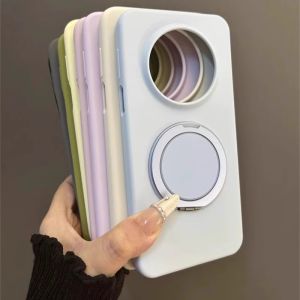 Huawei MATE80 liquid silicone fulcrum mobile phone case 360 rotating magnetic suction bracket solid color anti-drop P90 protective case h260709