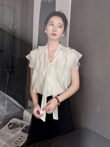 JAJP | Luxury Art Style Sleeveless V-Neck Blouse