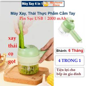 Bộ Máy Xay Băm Máy Thái Rau Củ Quả Tỏi Ớt Rau Cầm Tay Đa Năng Tiện Dụng Cho Nhà Bếp Pin Sạc 2000 mAh Cổng USB Type C