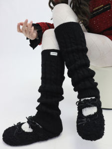 Tất Ống Len Dệt Kim Có Lỗ Hở Ấm Áp Mùa Thu Đông Co Giãn Cổ Cao Che Mắt Cá Chân Cho Nữ Tất Ống Dài Đến Đầu Gối