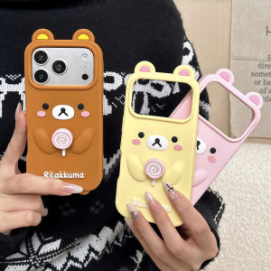 EOENKK | Lovely Lollipop Rilakkuma Cartoon Phone Case For iPhone 18 17 16 15 14 13 12 Pro Max 16 Plus 18 17 Pro Silicone Shockproof Cover