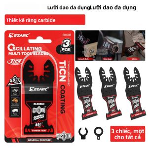 EZARC 3 Lưỡi Dao Đa Năng Dao Động Bằng Cacbua Obsidian Universal Quick Release Cho Kim Loại Gỗ Vách Thạch Cao - Ti-Coated Home DIY
