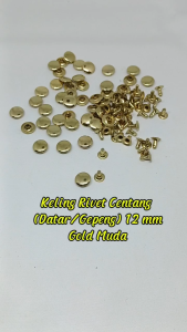 Keling Rivet Centang Datar Gepeng Diameter 12 mm Warna Gold Muda Untuk Keling Tas Craft DIY dll Harga Per Pack isi 50 Pcs