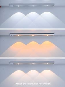 5S Ultra thin 3 Color in 1 Cat Eye LED Light Motion Sensor LED USB Rechargeable for Cabinet Wardrobe Closet Lighting