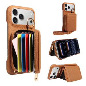 Ốp Điện Thoại Da PU Cho iPhone Có Khe Đựng Thẻ Vòng Đeo Tay & Dây Đeo Ốp Thời Trang Dành Cho 17e 16 15 14 13 12 11 Pro Plus Max Mini