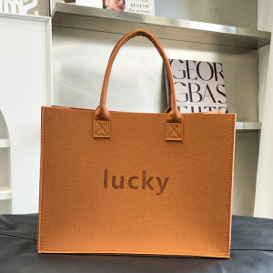 Casual Large Size Felt Handbag Printed Letter Fashionable Bag Sweet Lady Style Candy Color Soft Handle for Young Adults