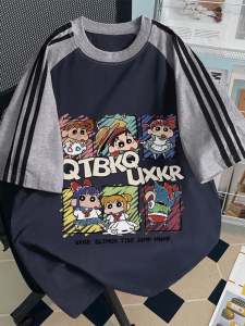 เสื้อยืดแขนสั้นลายการ์ตูน ทรงหลวม ผ้าฝ้าย ระบายอากาศได้ดี สำหรับผู้ชายและผู้หญิง ฤดูร้อน 2024 แฟชั่นเสื้อผ้าทำงาน