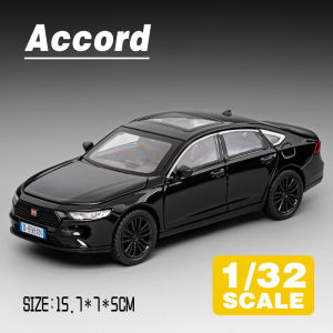 LEO 1:32 Honda Accord ยานพาหนะดายแคสโมเดลรถยนต์ลูกเต๋าของเล่นโลหะสำหรับเด็กผู้ชายเอฟเฟกต์แสงเสียงจำลองของขวัญของสะสมงานอดิเรก