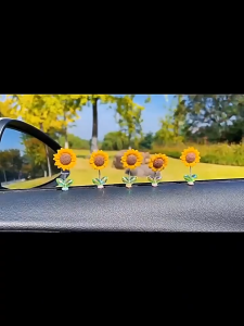 5 ชิ้นดอกทานตะวันเขย่าหัว ตกแต่งรถยนต์ กังหันลมขนาดเล็กดุ๊กดิ๊กหัวและแบบหมุนได้ Car Decoration