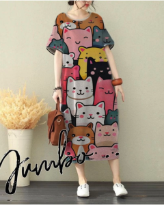Dress  JUMBO wanita AGN35 daster printing lengan pendek oversize
