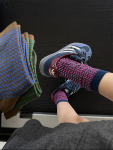 3 คู่ ฤดูใบไม้ร่วง ฤดูหนาว อินเทรนด์ ส่วนบุคคล ลายสก็อต Retro Double ถัก บุคลิกภาพสามารถวางผ้าพันคอและหมวกชุดยี่ห้ออื่นๆ