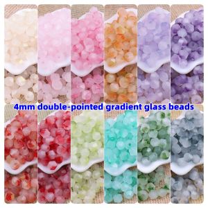 4mm fire grinding beads gradient color double pointed cutting surface glass beads handmade DIY bracelet necklace loose beads