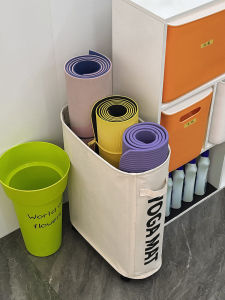 Portable Yoga Mat Storage Rack with Wheels Fitness Equipment Basket Home Organization Tool Modern Simple Style Indoor Use